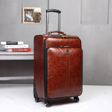20 INCH PU Leather Trolley Luggage Men's Suitcase