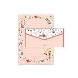 Finely Flower Stationery Set/1 set=(4 sheet letter paper+2 pcs envelopes)