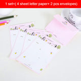 1 set=( 4 sheet letter paper+ 2 pcs envelopes) Mini flower animal Letter pad Set/set writing paper Office&School Supplie