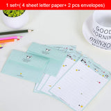 1 set=( 4 sheet letter paper+ 2 pcs envelopes) Mini flower animal Letter pad Set/set writing paper Office&School Supplie