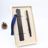 Solid Wood Signature Pen and Black-wood Bookmark Gift Set