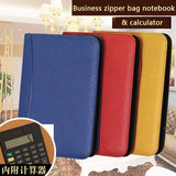 Leather Business Zipper Notebook & Calculator Binder